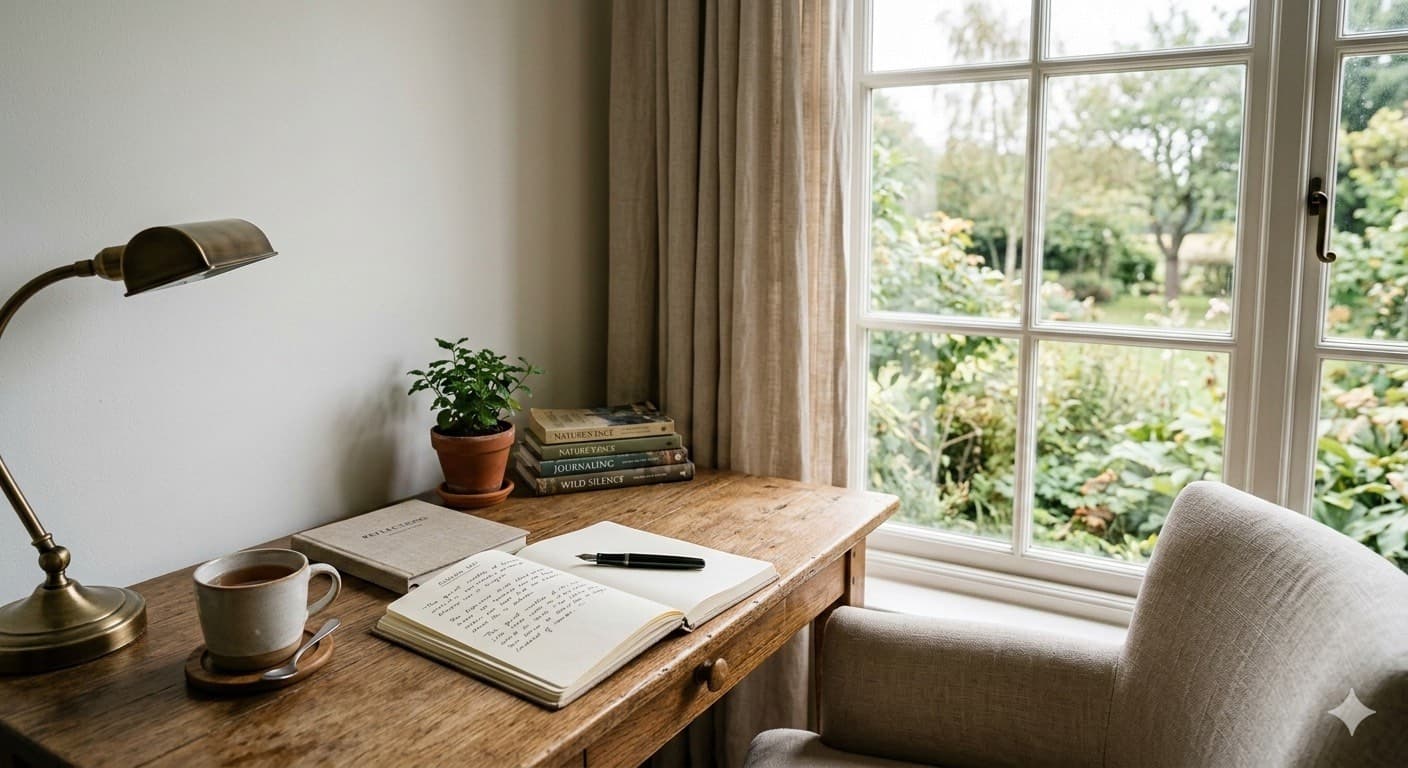 A calm writing desk for NextScenes