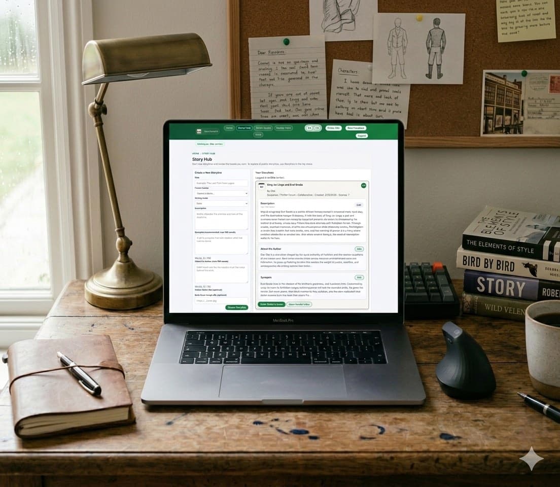 Story Hub: create a storyline and choose a writing mode